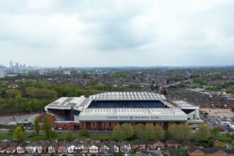 An aerial view of Villa Park