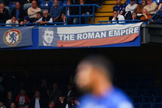 A Roman Abramovich banner at a Chelsea game