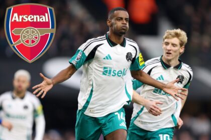 Alexander Isak celebrates scoring for Newcastle