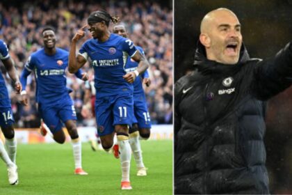 Chelsea players and Enzo Maresca