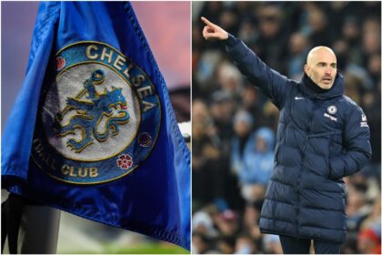 Chelsea flag and manager Enzo Maresca