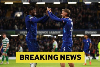 Chelsea stars Noni Madueke and Kiernan Dewsbury-Hall celebrate