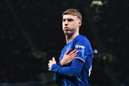 Cole Palmer celebrates scoring for Chelsea against Tottenham