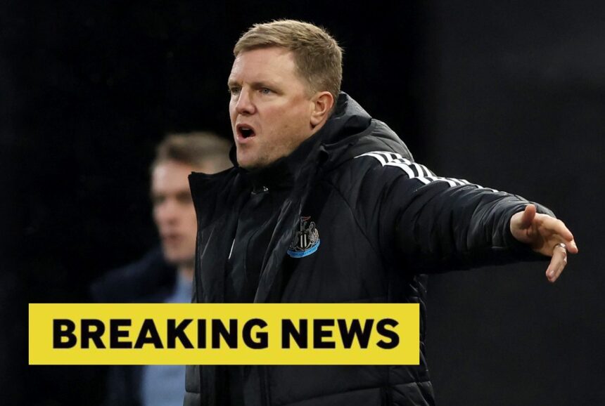 Newcastle United manager Eddie Howe shouts instructions