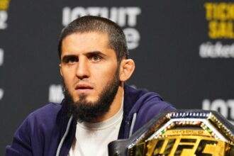 Islam Makhachev addresses water bottle incident with Nate Diaz at UFC 311 press conference