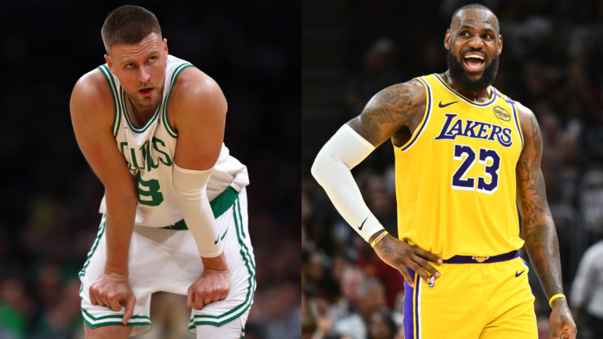 LA Lakers fans are all saying the same thing after LeBron James nearly posterized Kristaps Porzingis, 'bro was afraid...'