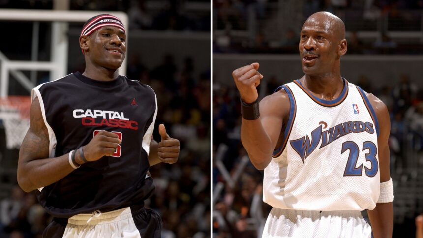 LeBron James on what happened when he played pick-up game with Michael Jordan at just 16... 'I was unguardable'