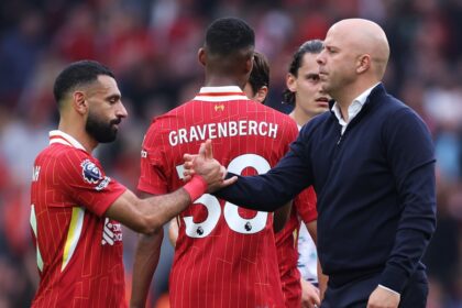 Liverpool star Mohamed Salah and manager Arne Slot