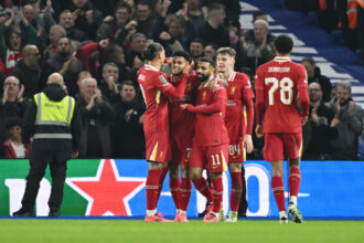 Liverpool players celebrating