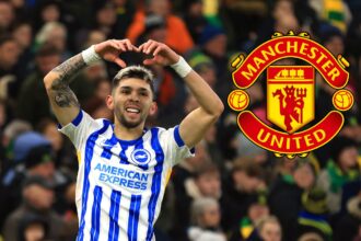 NORWICH, ENGLAND - JANUARY 11: Julio Enciso of Brighton & Hove Albion celebrates scoring their third goal during the Emirates FA Cup Third Round match between Norwich City and Brighton & Hove Albion at Carrow Road on January 11, 2025 in Norwich, England. (Photo by Stephen Pond/Getty Images)