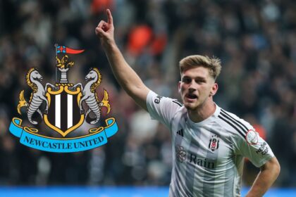 Semih Kilicsoy of Besiktas celebrates after scoring his team