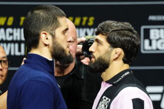 Watch Islam Makhachev, Arman Tsarukyan share intense faceoff ahead of UFC 311