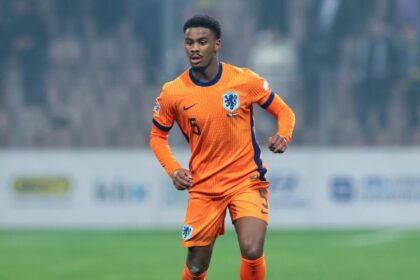 Jorrel Hato of the Netherlands in action during the UEFA Nations League match against Bosnia and Herzegovina.
