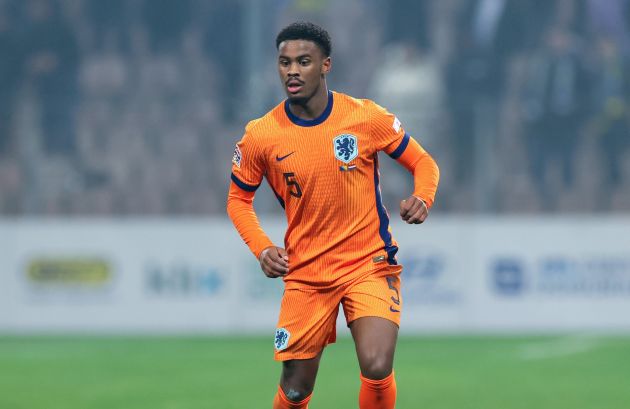 Jorrel Hato of the Netherlands in action during the UEFA Nations League match against Bosnia and Herzegovina.