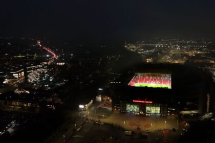 An areal view of Old Trafford