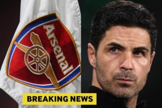 Arsenal flag and manager Mikel Arteta