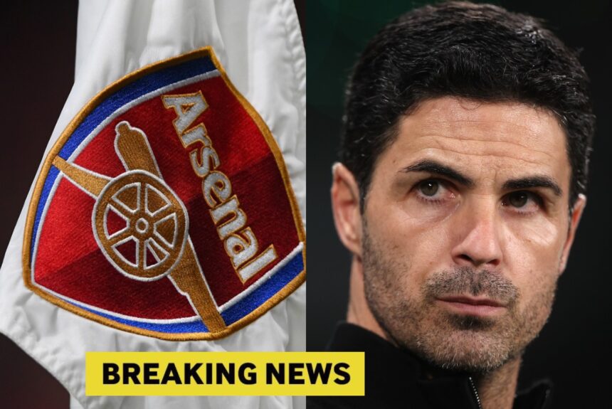 Arsenal flag and manager Mikel Arteta