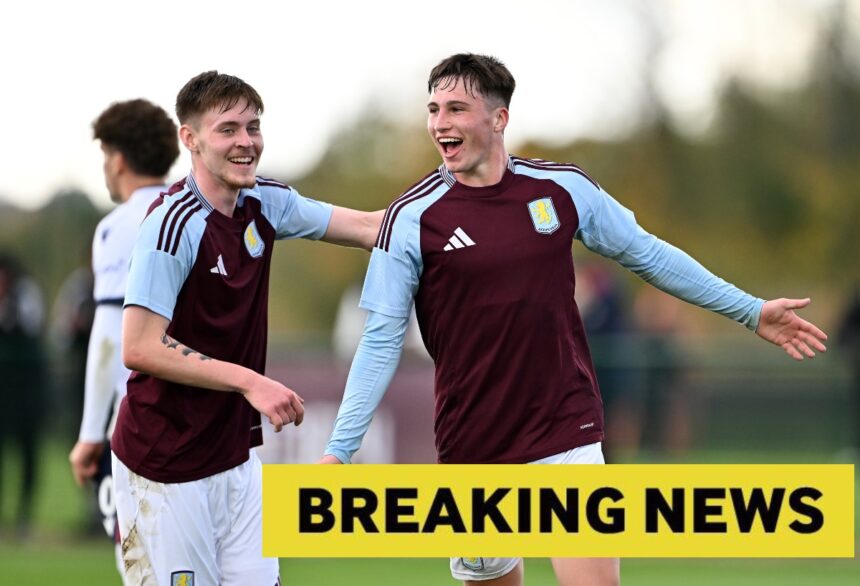 Ben Broggio celebrates a goal for Aston Villa