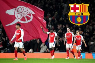 Thomas Partey celebrates a goal for Arsenal