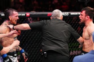 UFC Seattle video: Austin Vanderford earns dominant stoppage win, Nikolay Veretennikov shoves him after the fight