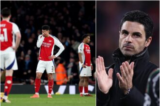 William Saliba and Mikel Arteta