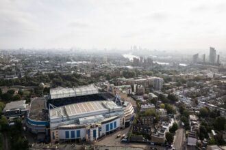 An aerial view of Stamford Bridge
