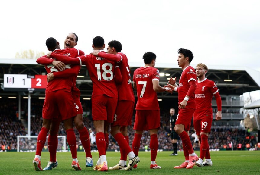 Liverpool players celebrating