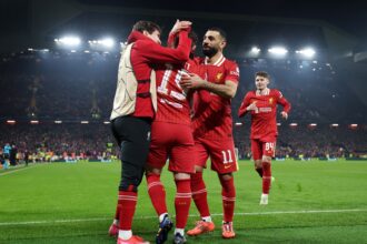 Liverpool players celebrating