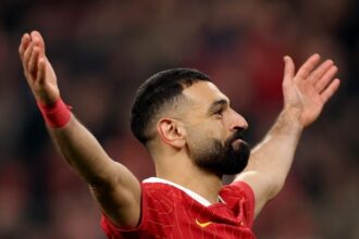 Mohamed Salah of Liverpool celebrates