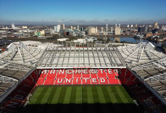 An aerial view of Old Trafford before the Premier League match between Manchester United and Fulham