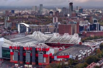 An aerial view of Old Trafford stadium on October 28, 2024.