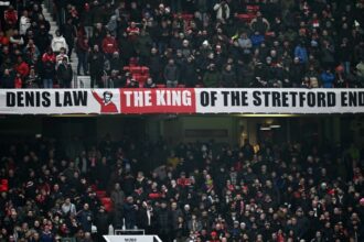 A banner which reads