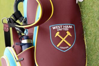 A detailed view of a West Ham United badge