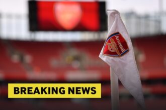 Arsenal corner flag at the Emirates stadium