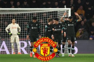 Cody Gakpo reacts after scoring for Liverpool against PSV