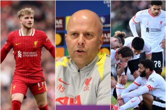 Harvey Elliott, Arne Slot and Liverpool players