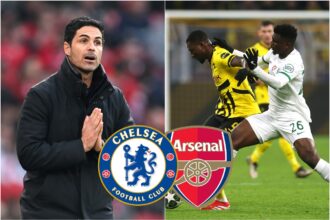 Mikel Arteta and Ousmane Diomande
