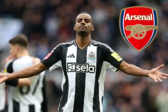 Alexander Isak celebrates