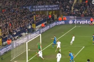 Tyrone Mings reacts to a shot heading goalwards