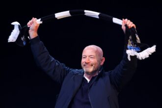Alan Shearer celebrating Newcastle