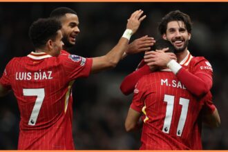 Liverpool players celebrating