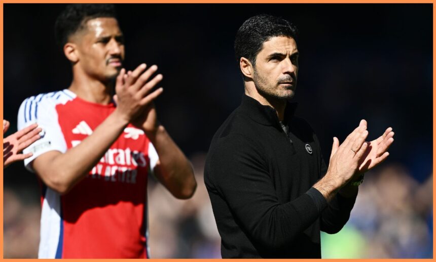 William Saliba and Mikel Arteta