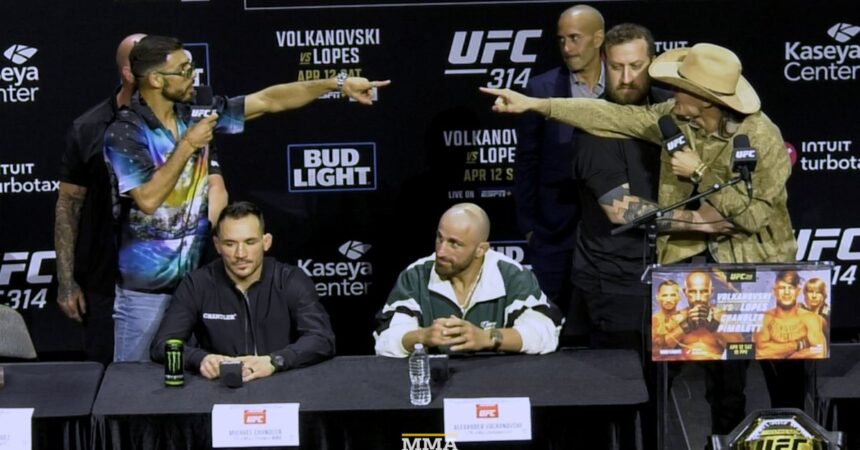 Video: Diego Lopes, Yair Rodriguez separated by security after getting into heated altercation at UFC 314 press conference