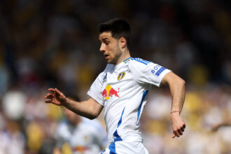 Ilia Gruev of Leeds United chases the ball