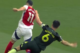 Brentford midfielder Christian Norgaard escapes red card for dangerous tackle on Arsenal winger Gabriel Martinelli (Video)