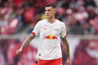 Benjamin Sesko in action for RB Leipzig