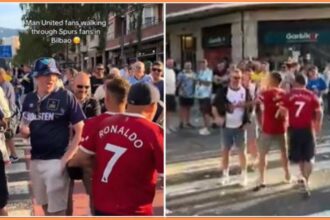 Manchester United and Tottenham fans clash in Bilbao