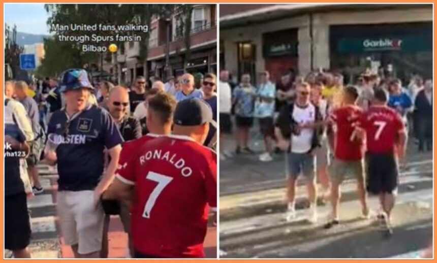 Manchester United and Tottenham fans clash in Bilbao