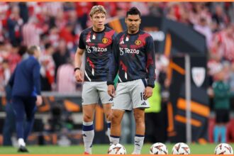 Casemiro and Rasmus Hojlund