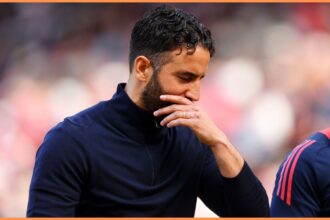 Ruben Amorim reacts during Man United